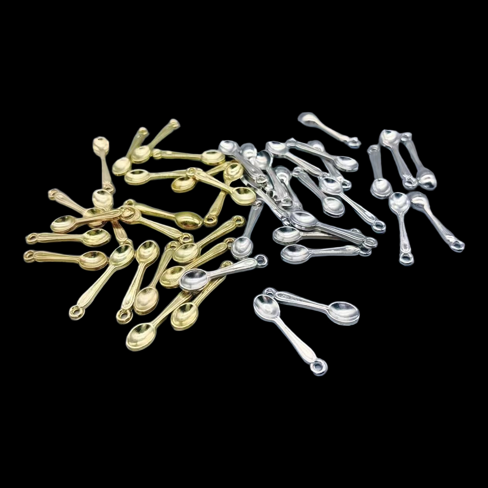 Gold Cutlery Flatware - 100pcs Small Spoon Charm Gold Plated