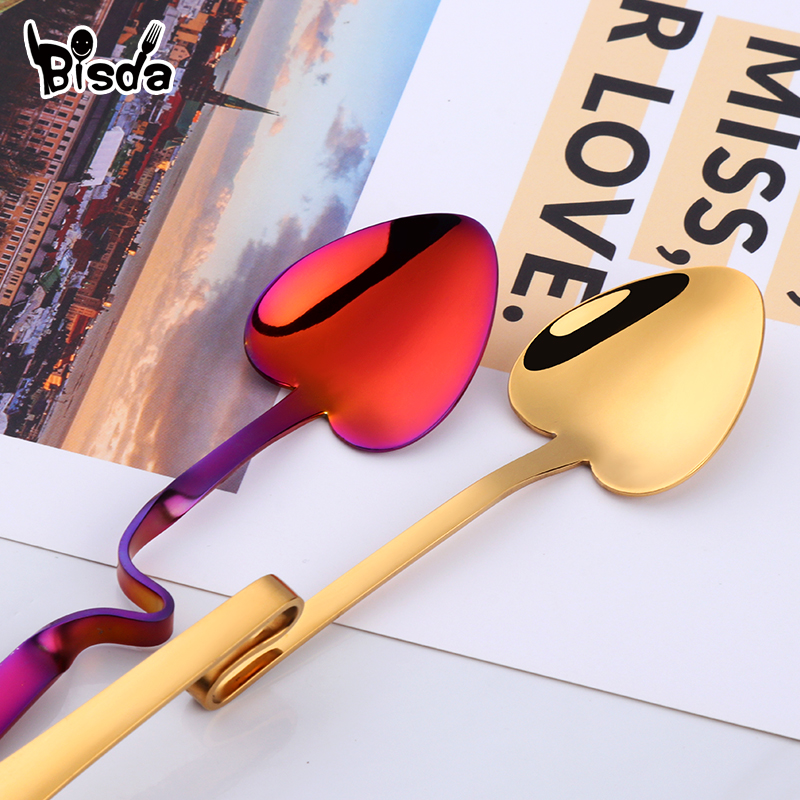 Hanging Cup Coffee Spoon Heart - Gold Cutlery Flatware ulasan dan harga