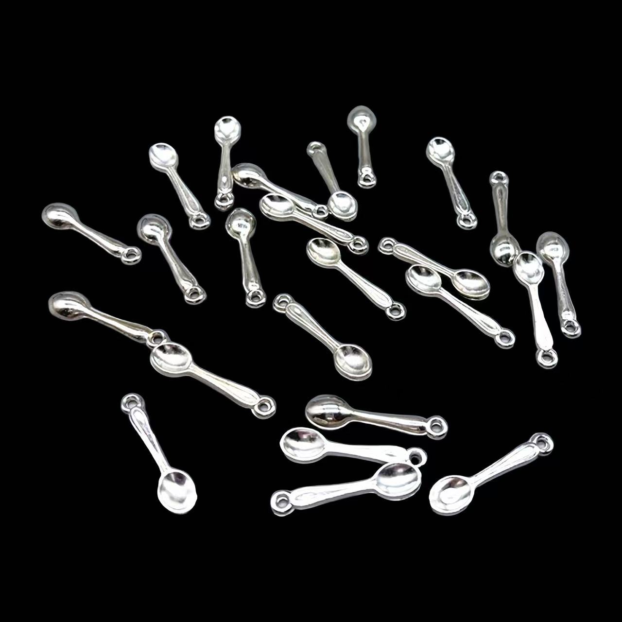 100pcs Small Spoon Charm Gold  - Gold Cutlery Flatware ulasan dan harga