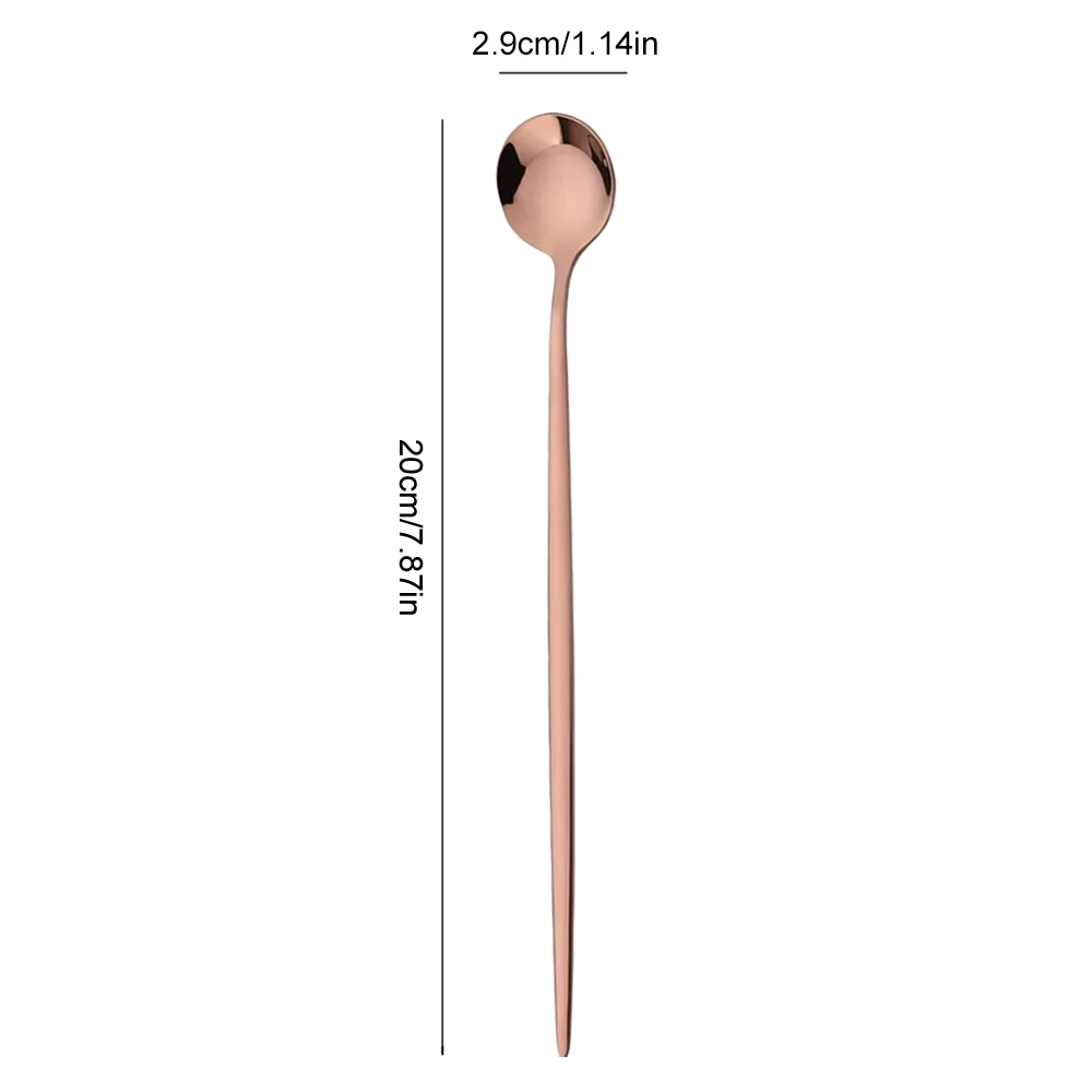 6Pcs Long Handle Ice Spoon Cof - Gold Cutlery Flatware ulasan dan harga