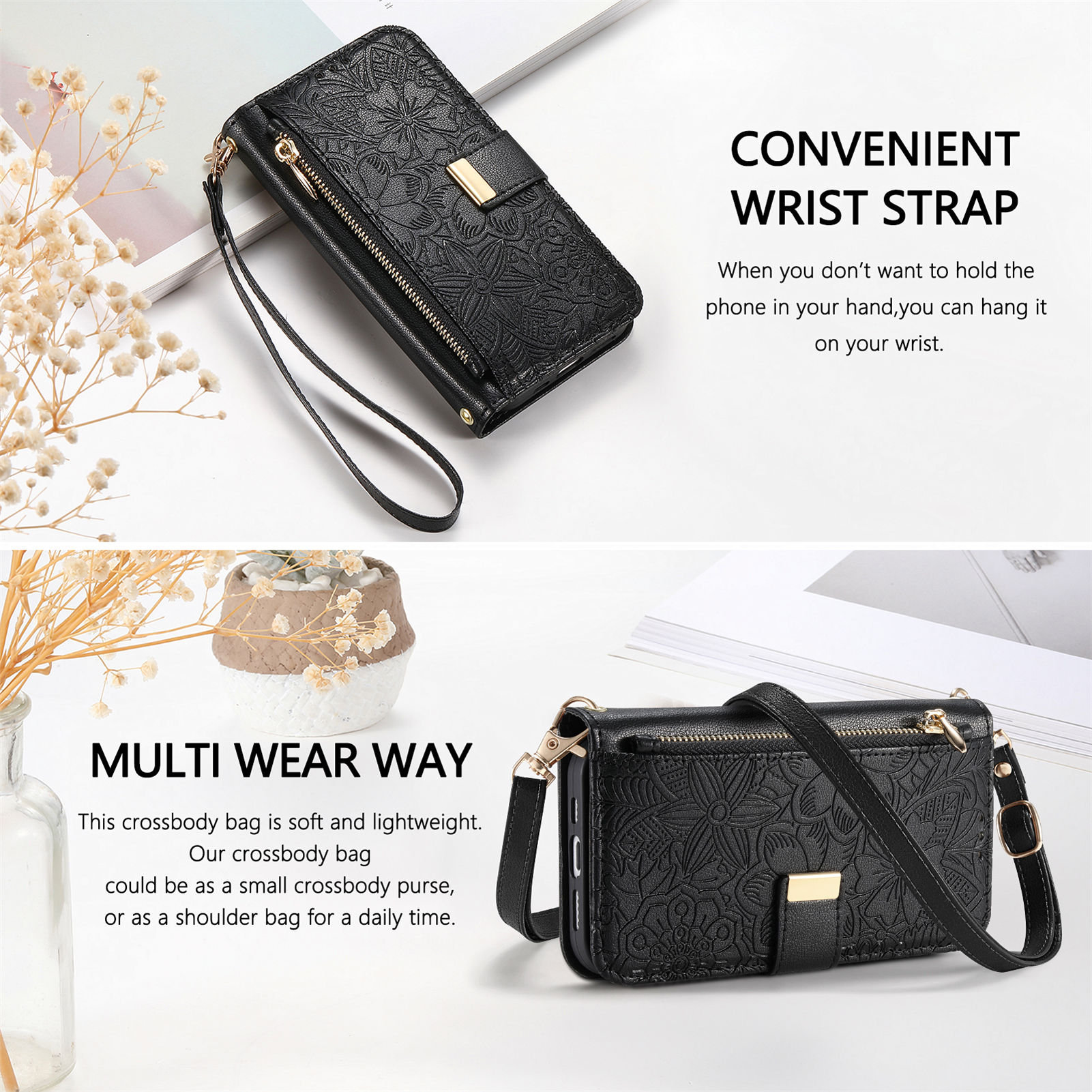 Leather Zipper Crossbody Flip  - Leather Card Wallet ulasan dan harga