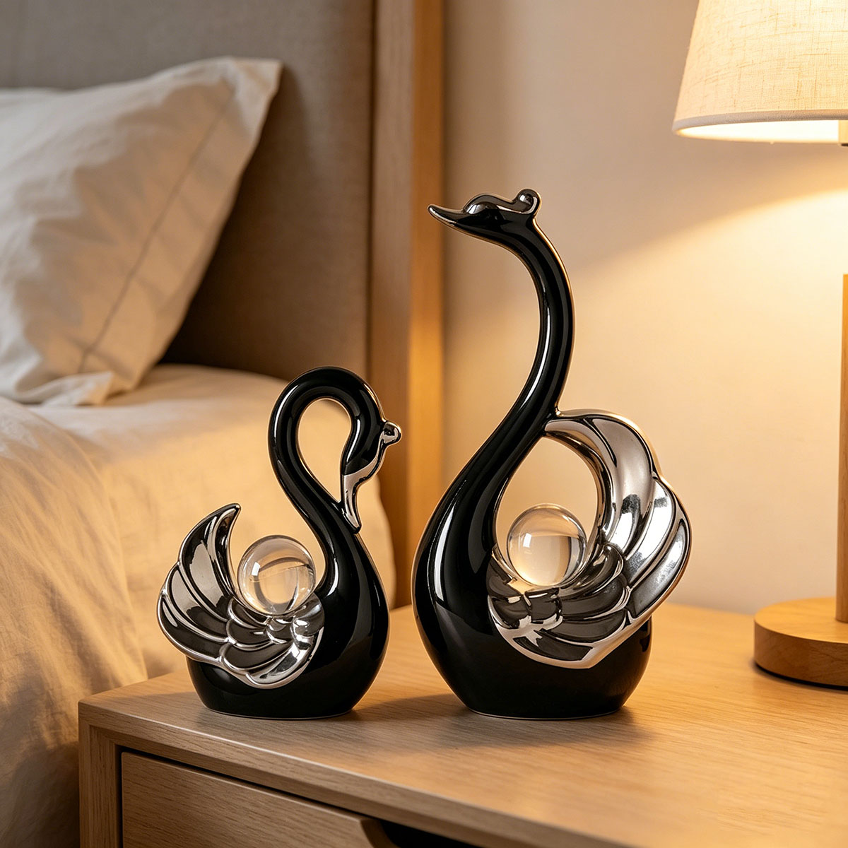 Ceramic Couple Swan Ornament W - Quiet Luxury Lifestyle ulasan dan harga
