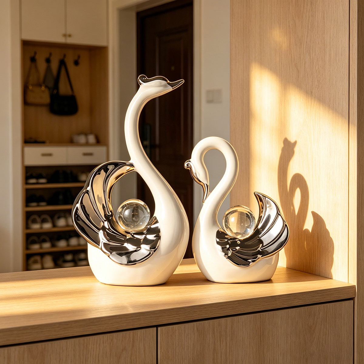 Ceramic Couple Swan Ornament W - Quiet Luxury Lifestyle ulasan dan harga