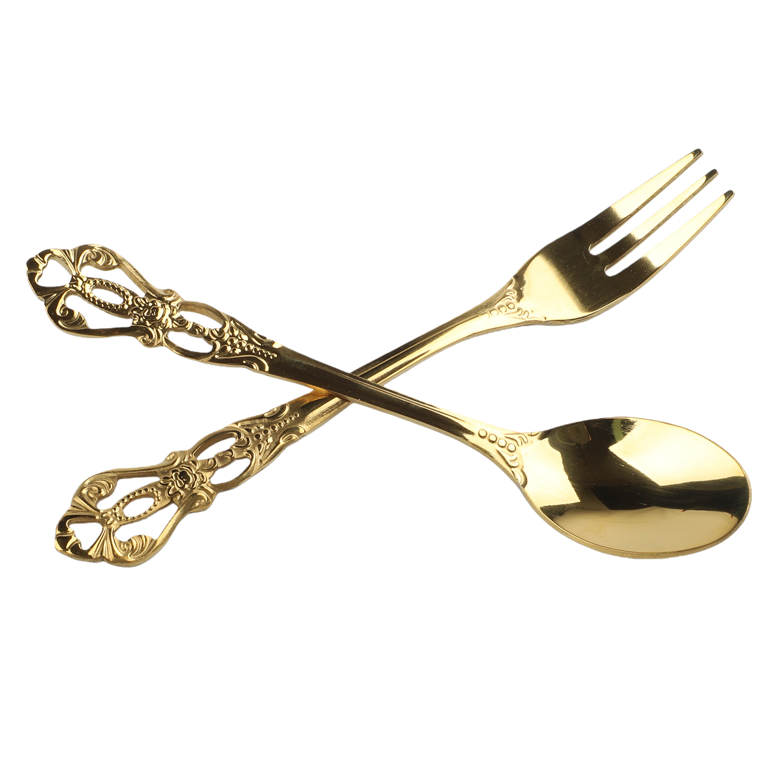 1 Pair Vintage Gold Spoon Fork - Gold Cutlery Flatware ulasan dan harga