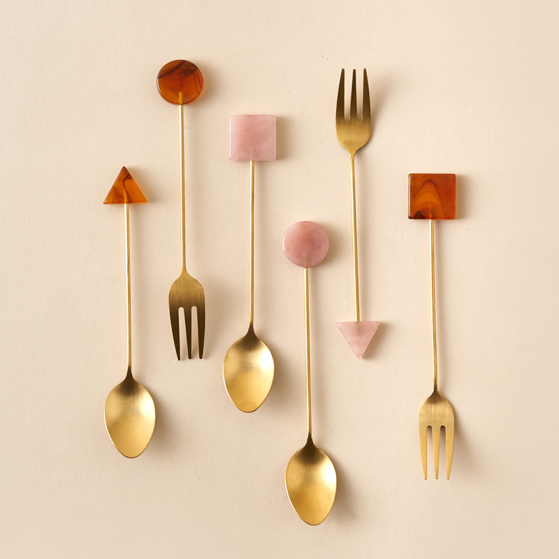 4pcs Stainless Steel Small Spo - Gold Cutlery Flatware ulasan dan harga