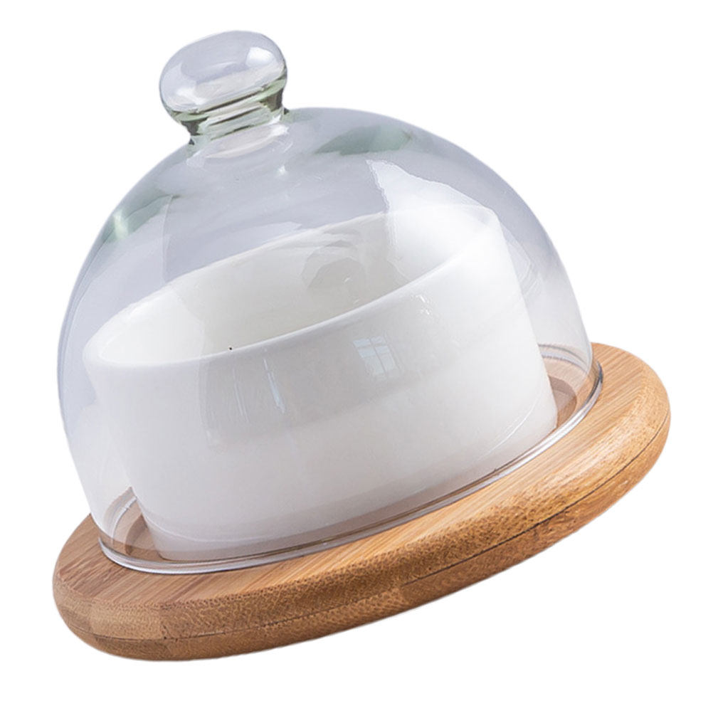 Ceramic Salad Bowl Set with Cl - Wooden Serving Tray ulasan dan harga