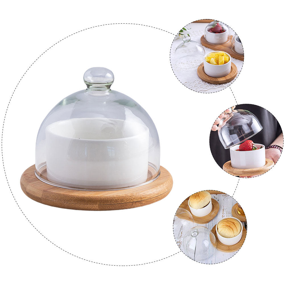 Ceramic Salad Bowl Set with Cl - Wooden Serving Tray ulasan dan harga
