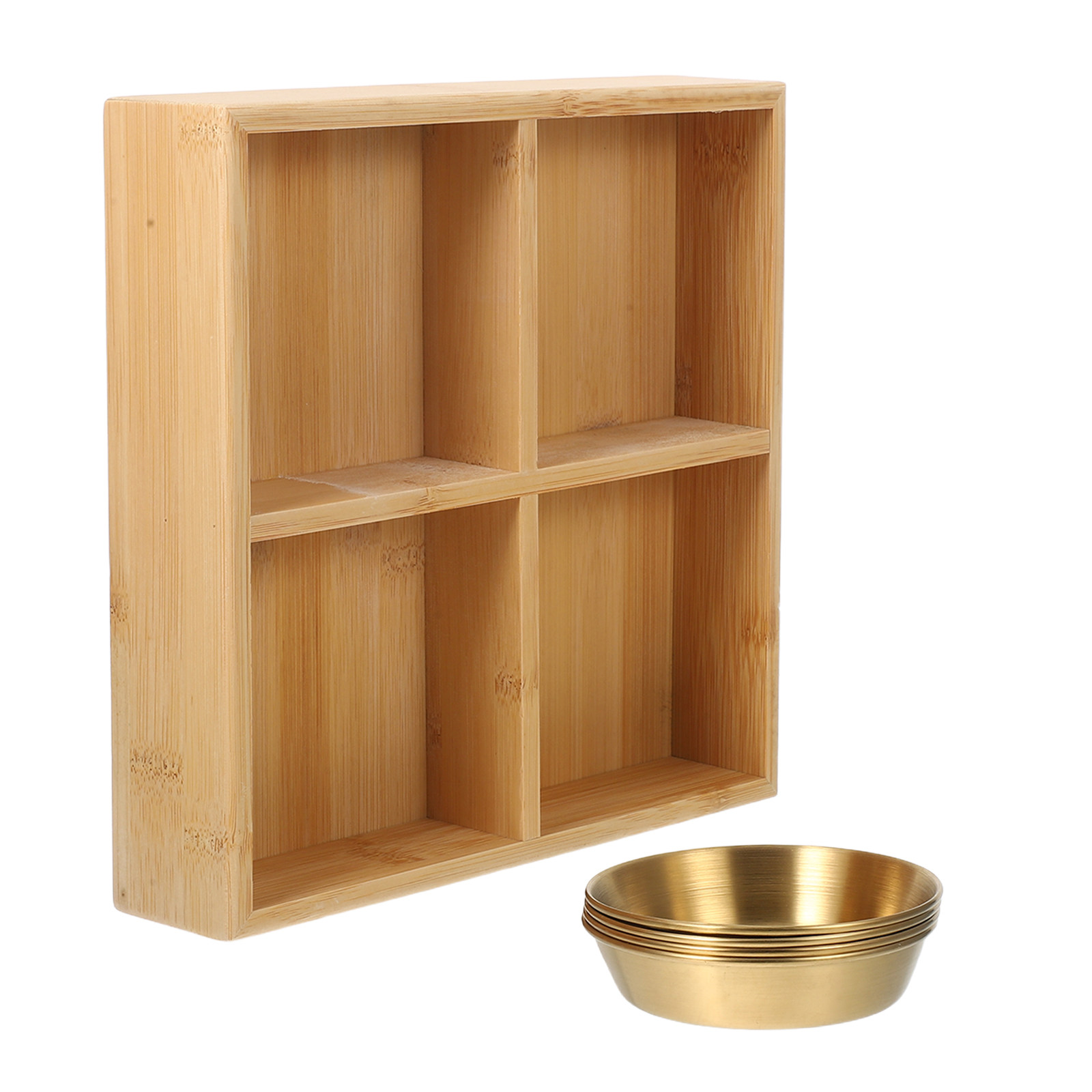 1Set Four-Compartment Bamboo S - Wooden Serving Tray ulasan dan harga
