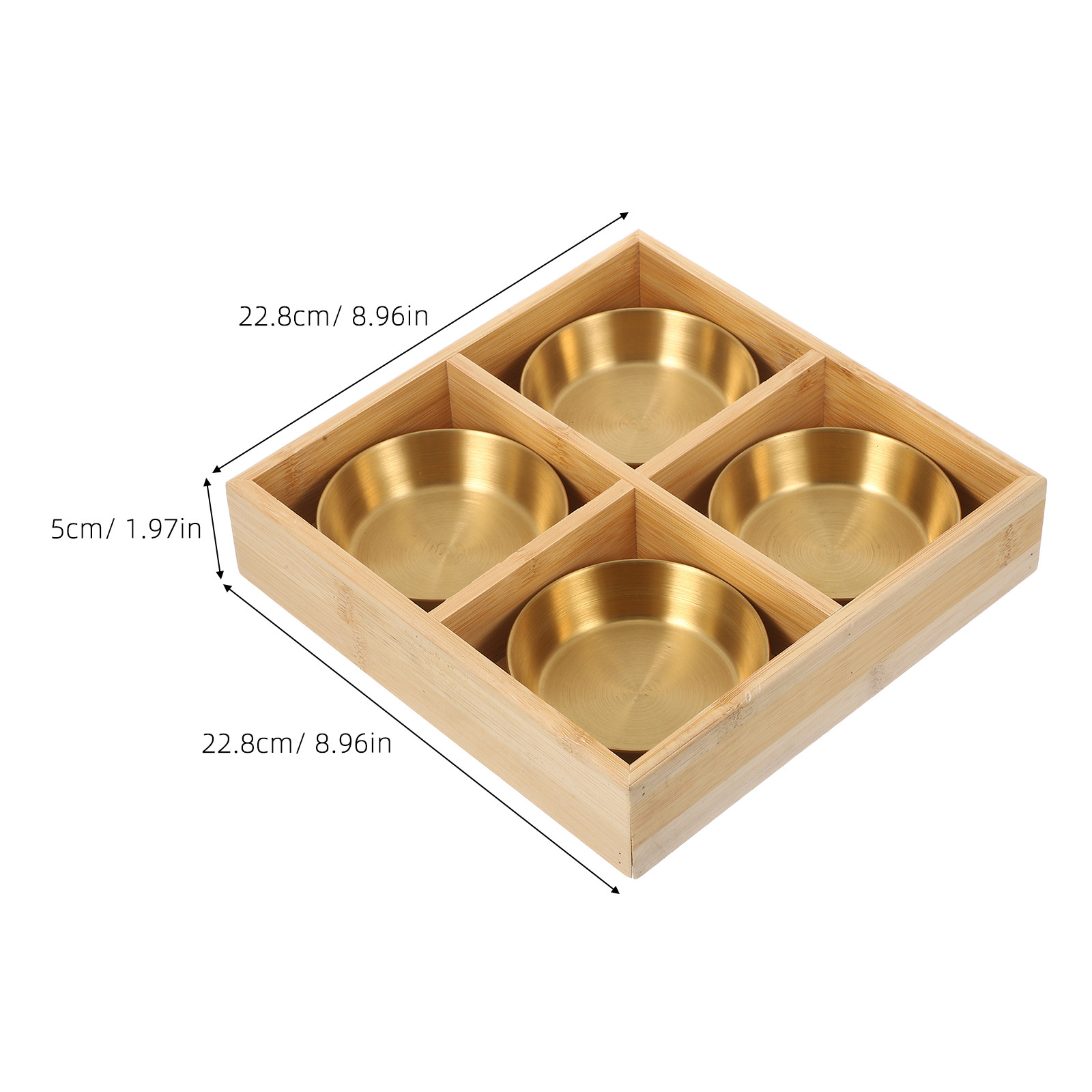 1Set Four-Compartment Bamboo S - Wooden Serving Tray ulasan dan harga