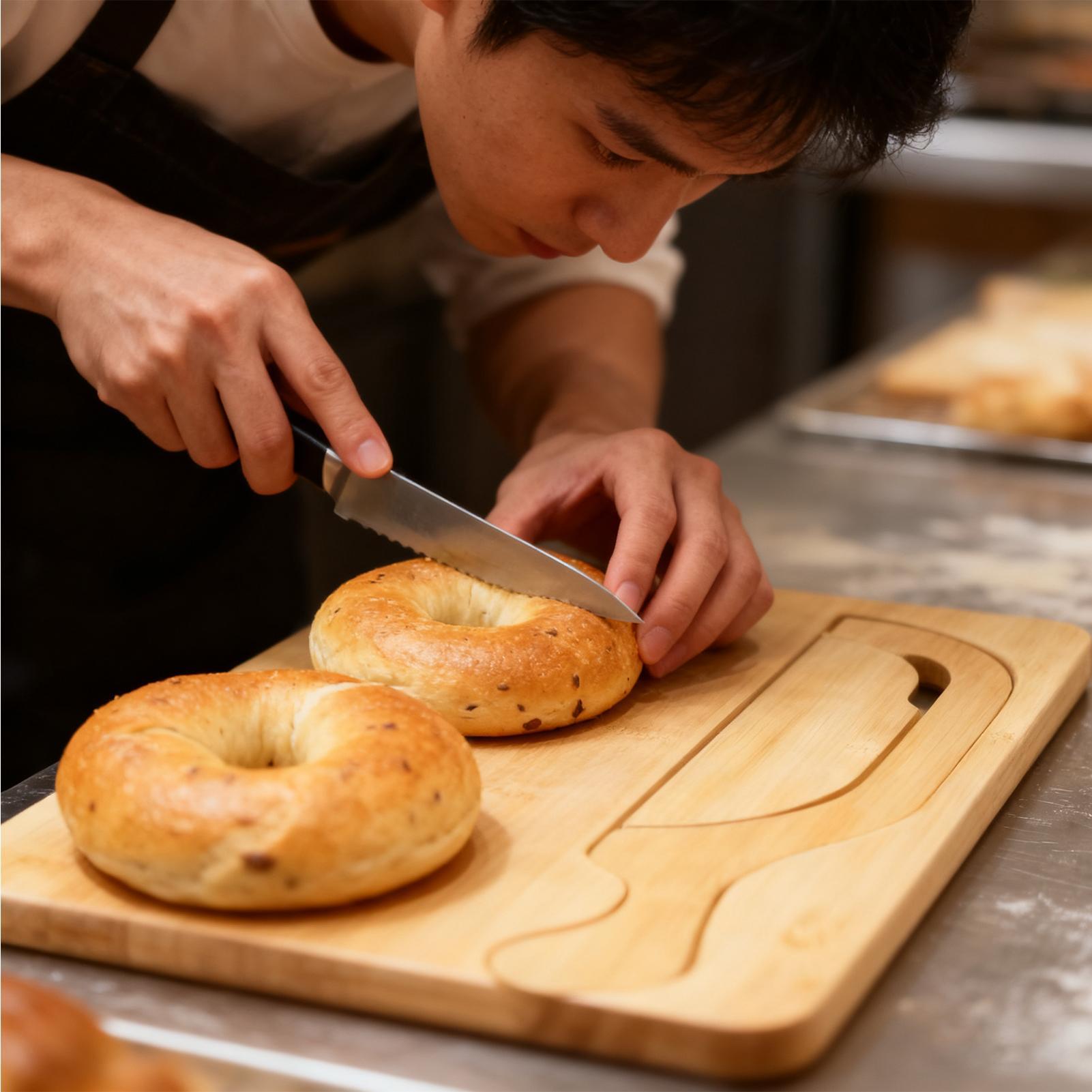 Bread Cutter for Sourdough Bow - Wooden Serving Tray ulasan dan harga