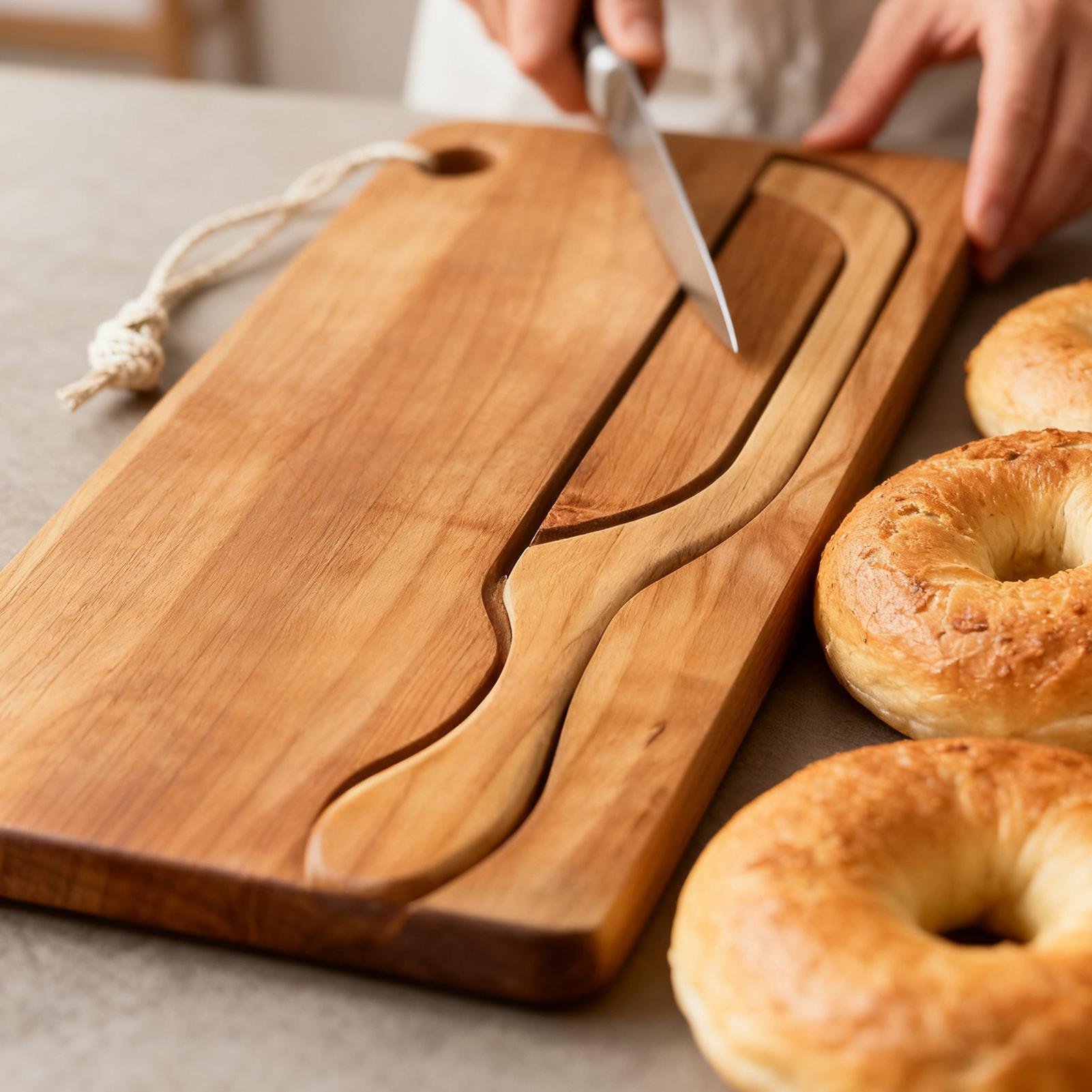 Bread Cutter for Sourdough Bow - Wooden Serving Tray ulasan dan harga