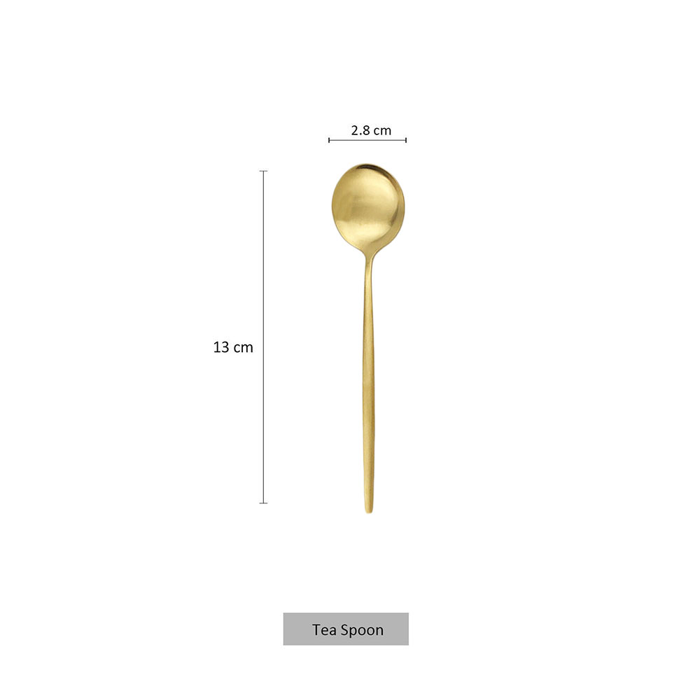 6Pcs Matte Stainless Steel Tea - Gold Cutlery Flatware ulasan dan harga