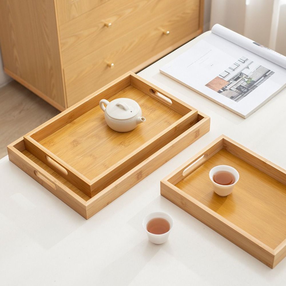 Decorate Tray Rectangular Bamb - Wooden Serving Tray ulasan dan harga