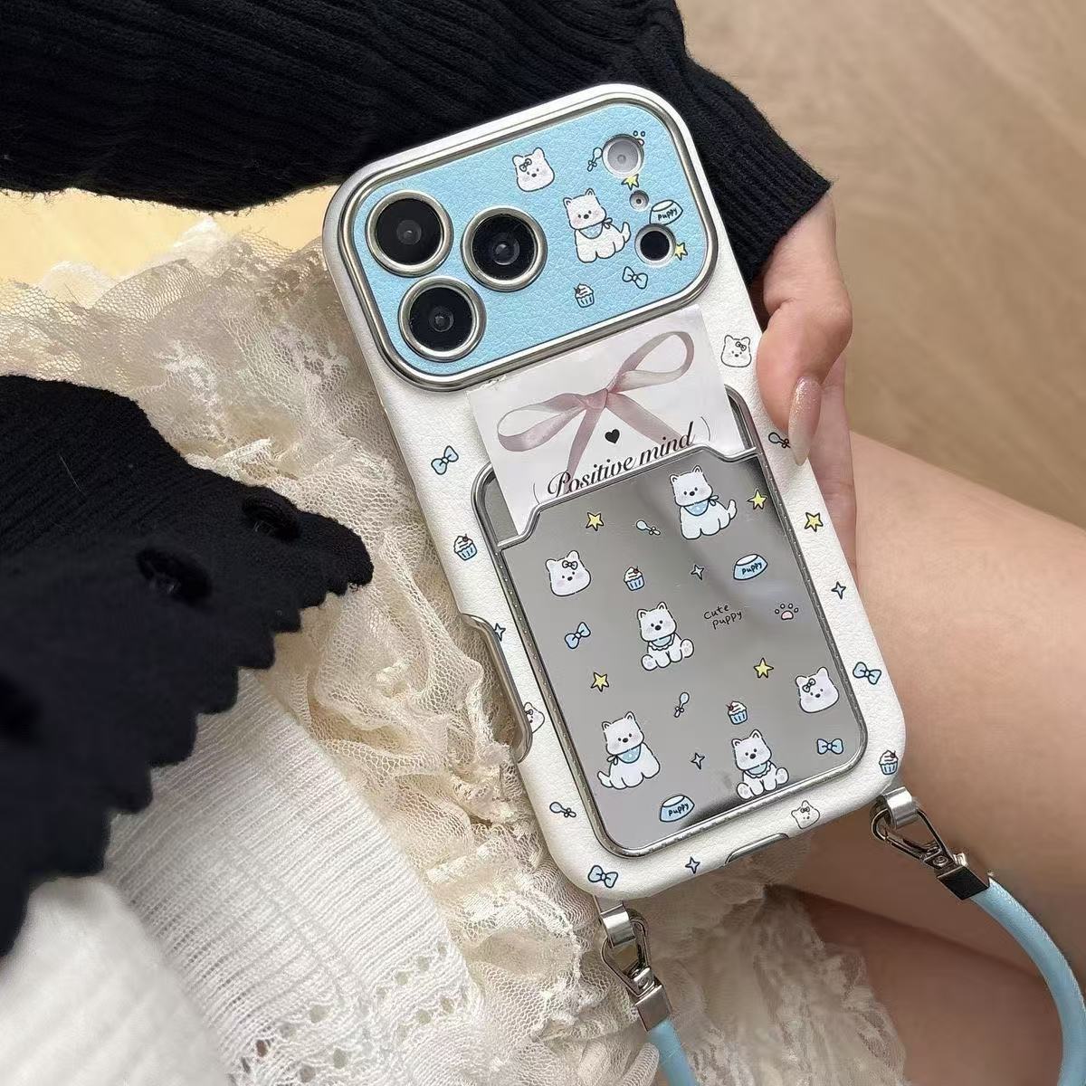 Cute Puppy Mirror Card Holder  - Leather Card Wallet ulasan dan harga