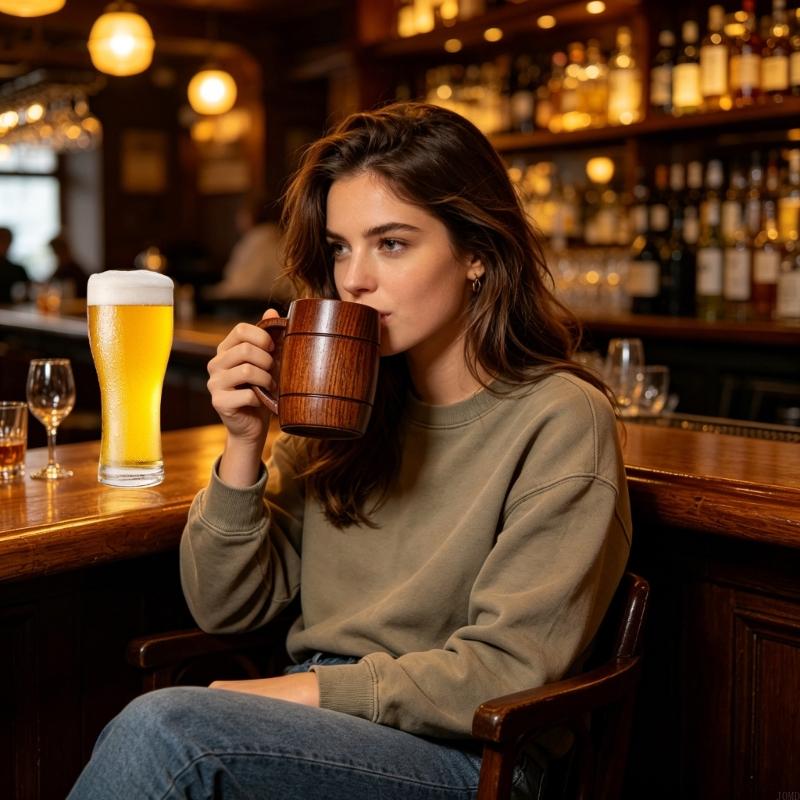 Elegant Wooden Beer Mug 270ml  - Copper Cocktail Mug ulasan dan harga