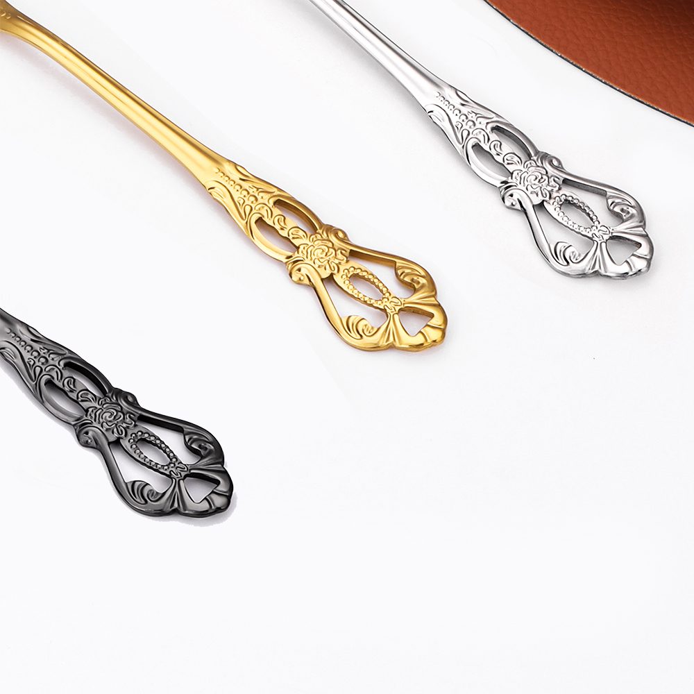 2/4/6/12pcs Gold Dessert Spoon - Gold Cutlery Flatware ulasan dan harga