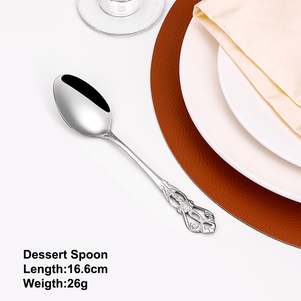 2/4/6/12pcs Gold Dessert Spoon - Gold Cutlery Flatware ulasan dan harga